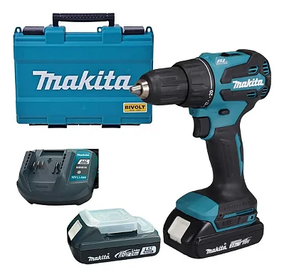 Parafusadeira Furadeira Impacto 18v 2 Baterias Maleta Makita Azul-marinho