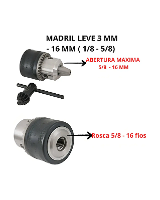 MANDRIL 16MM PROFISSIONAL ROSCA 5/8" - VONDER