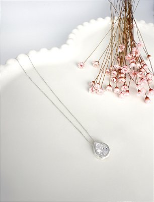 Colar Liso Lapidado Ponto de Luz Gota 45cm x 0,7mm