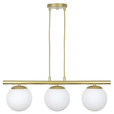 Pendente Jabuticaba Dourado 3 Globos de Vidro Mesa de Jantar