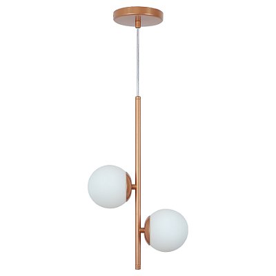 Pendente Jabuticaba 2 Globo De Vidro Rose Gold