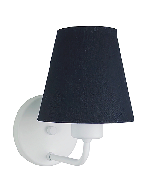 Luminária de Parede Arandela BRANCA Cúpula de Tecido Preta