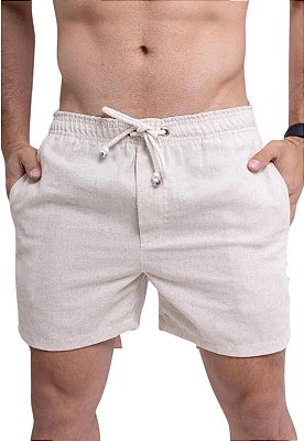 Short Liso Linho Misto Cru Manguinhos