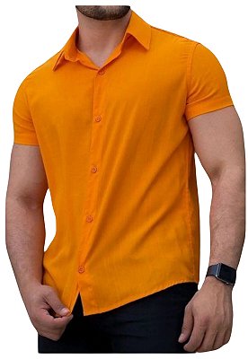 Camisa Viscolinho Laranja Itauna