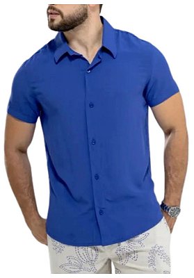 Camisa Viscolinho Azul Arpoador