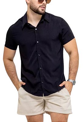 Camisa Viscolinho Preta Tulum
