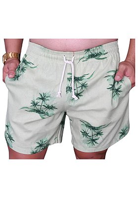 Short Linho Misto Estampado Ocian