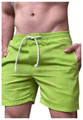 Short Liso Linho Misto Verde Betta