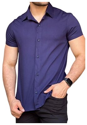 Camisa Viscolinho Azul Marlin