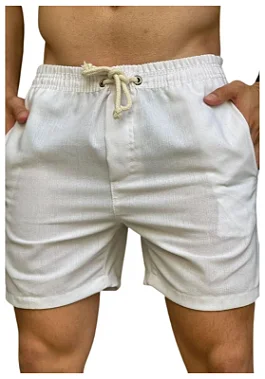 Short Liso Linho Misto Branco Peracanga