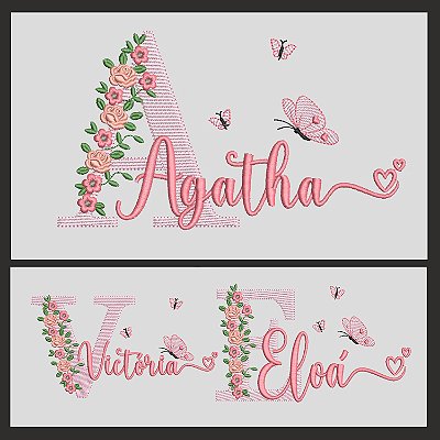 Kit 152 Nomes Florais Sobrepostos Matriz de bordado alfabeto floral sobreposto com nomes femininos