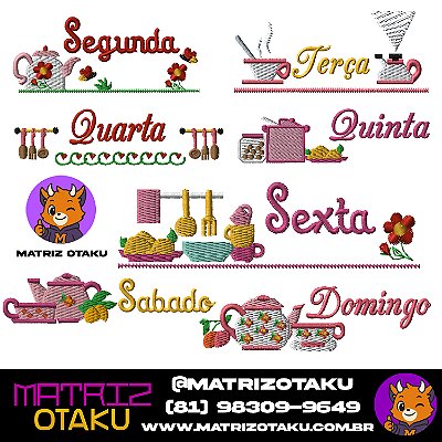 Matriz de bordado Semaninha coleção 7 Matrizes Cozinha