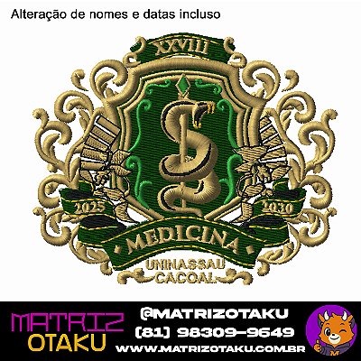 Matriz de bordado Brasão Medicina Uninassau Luxo