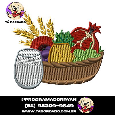 Matriz de bordado Cesta de Café da Manhã - Cesta de frutas matriz de bordado