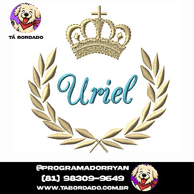 Matriz de Bordado Ramos com Coroa