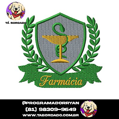 Matriz de Bordado Farmácia - Matriz de Bordado de Brasão de Faculdade de Farmácia