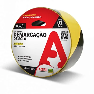 Fita de Demarcação de Solo Preta e Amarela Adere 856I/S