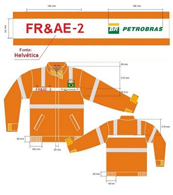Jaqueta FR Laranja sem forro com faixa - Modelo D Petrobras