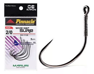 Anzol Wide Gap Sure KH-11129 - Nº 2/0 - Cartela c/ 5 Unidades - Pinnacle