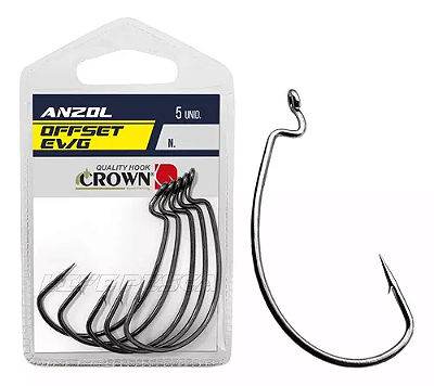 Anzol Offset EWG - Cartela C/ 5 - Vários Tamanhos - Crown