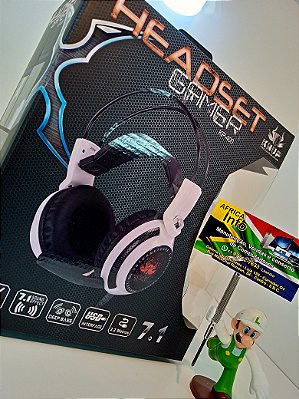 Headset Gamer Knup 7.1 Virtual, com Iluminação USB + P2, Branco/Preto - KP-400