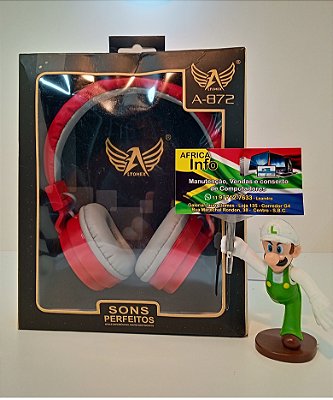 Fone de Ouvido Headphone Com Fio Altomex A-872 Cor vermelha.