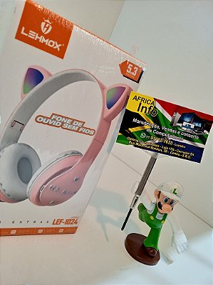 Fone De Ouvido Gatinho Bluetooth Infantil Led Menino Menina