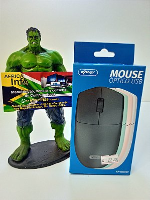 Mouse Usb Optico 3 Botões 1000dpi Kp-mu009 Knup 4 Cores Cor Preto