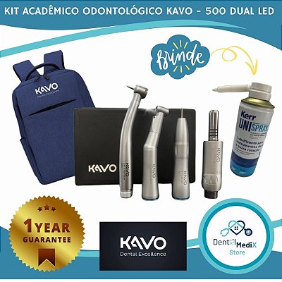 KIT ACADÊMICO ODONTOLÓGICO KAVO SÉRIE 500 DUAL LED COM MOCHILA  SPRAY