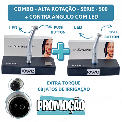 Combo 505 - Caneta Alta Rotação LED + Contra Ângulo 1:1 LED EXTRA TORQUE DENTISTA ODONTO