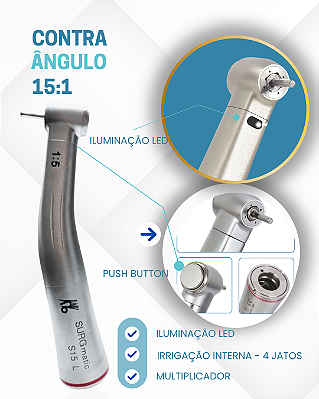 CONTRA ÂNGULO LED 1:5 - MULTIPLICADOR - SURGMATIC ANEL VERMELHO