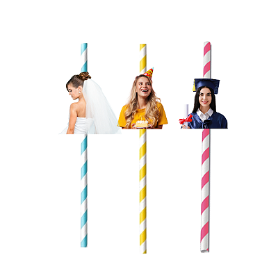 25 Canudos Personalizados duas cores Formatura e Aniversários