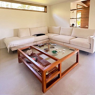 Mesa de Centro Com Vidro