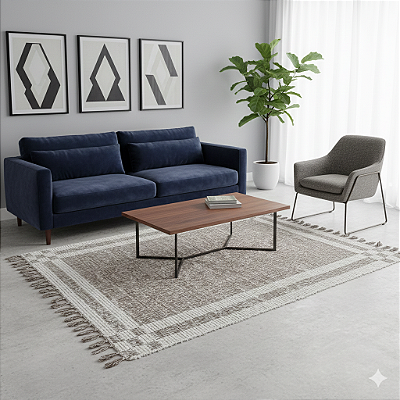 Tapete Sala Quarto Lavavel Algodão Rustico Artesanal Confy 150x200 Bege