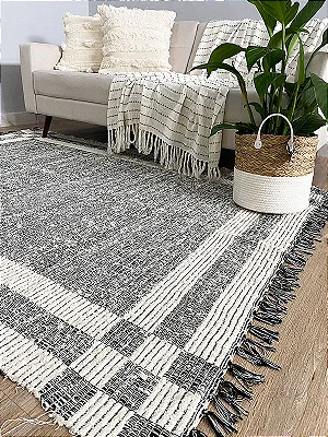 Tapete Sala Quarto Lavavel Algodão Confy 80x150 Cinza