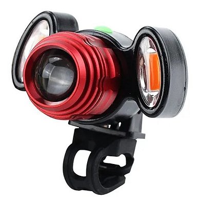 Farol de LED para Bicicleta Recarregável USB 3 Funções + Regulagem Zoom