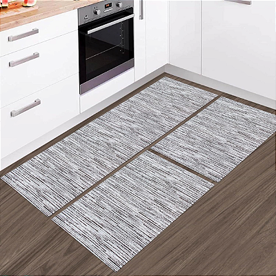 Kit Tapetes de Cozinha Passadeira Antiderrapante 3 Pcs Marrom