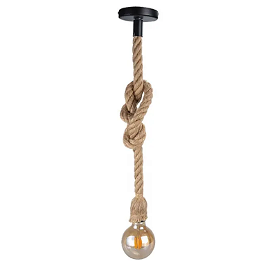 Luminária Pendente Corda Sisal Rústico 2 Metros e Lâmpada decorativa G80