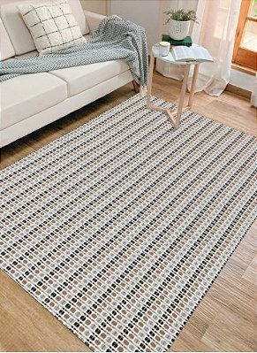 Tapete Sala Quarto Lavavel Luxo Antiderrapante 200X140 Bege Chique Petro