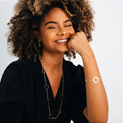 Colar argolas longo banhado a ouro 18k