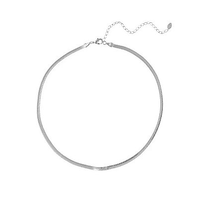 Colar choker slim 4mm banhado a ródio