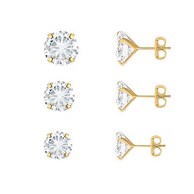 Kit brinco argola com ponto de luz banhado a ouro 18k