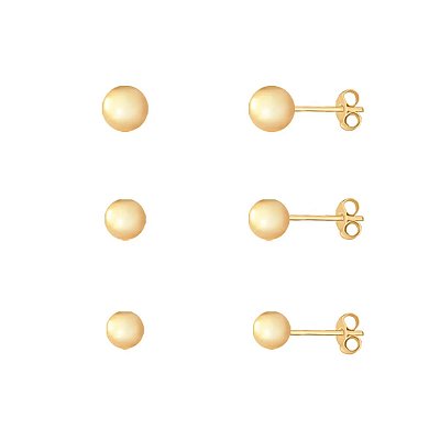 Kit brinco esferas banhado a ouro 18k