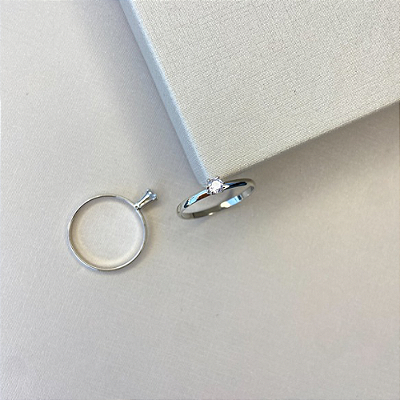 Anel solitário 6 garras banhado a ródio