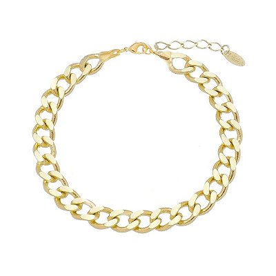 Pulseira elos groumet 7mm banhado a ouro 18k