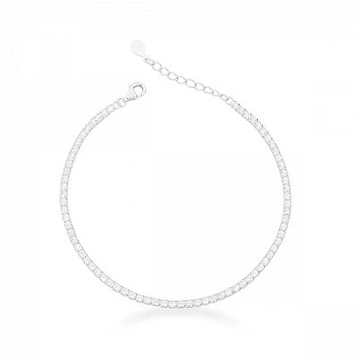 Colar choker riviera cristal 4 garras banhado a ródio branco