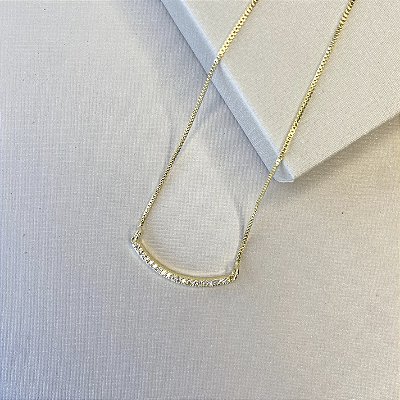 Colar smile cravejado com zircônias banhado a ouro 18k