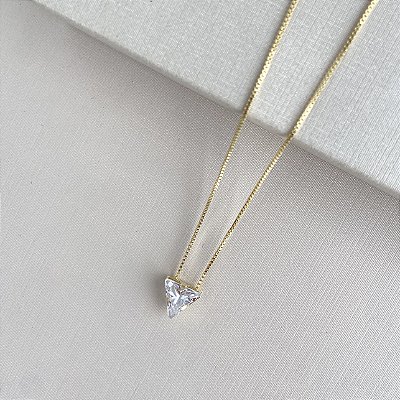 Colar triângulo zircônia banhado a ouro 18k