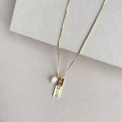 Colar amor com zircônia coração banhado a ouro 18k