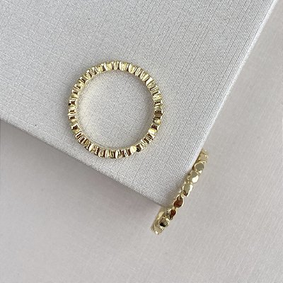 Anel corações conectados banhado a ouro 18k